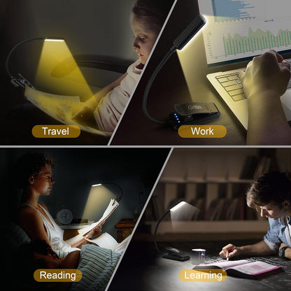 Gritin 9 LED Rechargeable Book Light for Reading in Bed - Concentrated Task Light for Notebooks and Script Review, 80 Hour Flexible Gooseneck Desk Reading Light