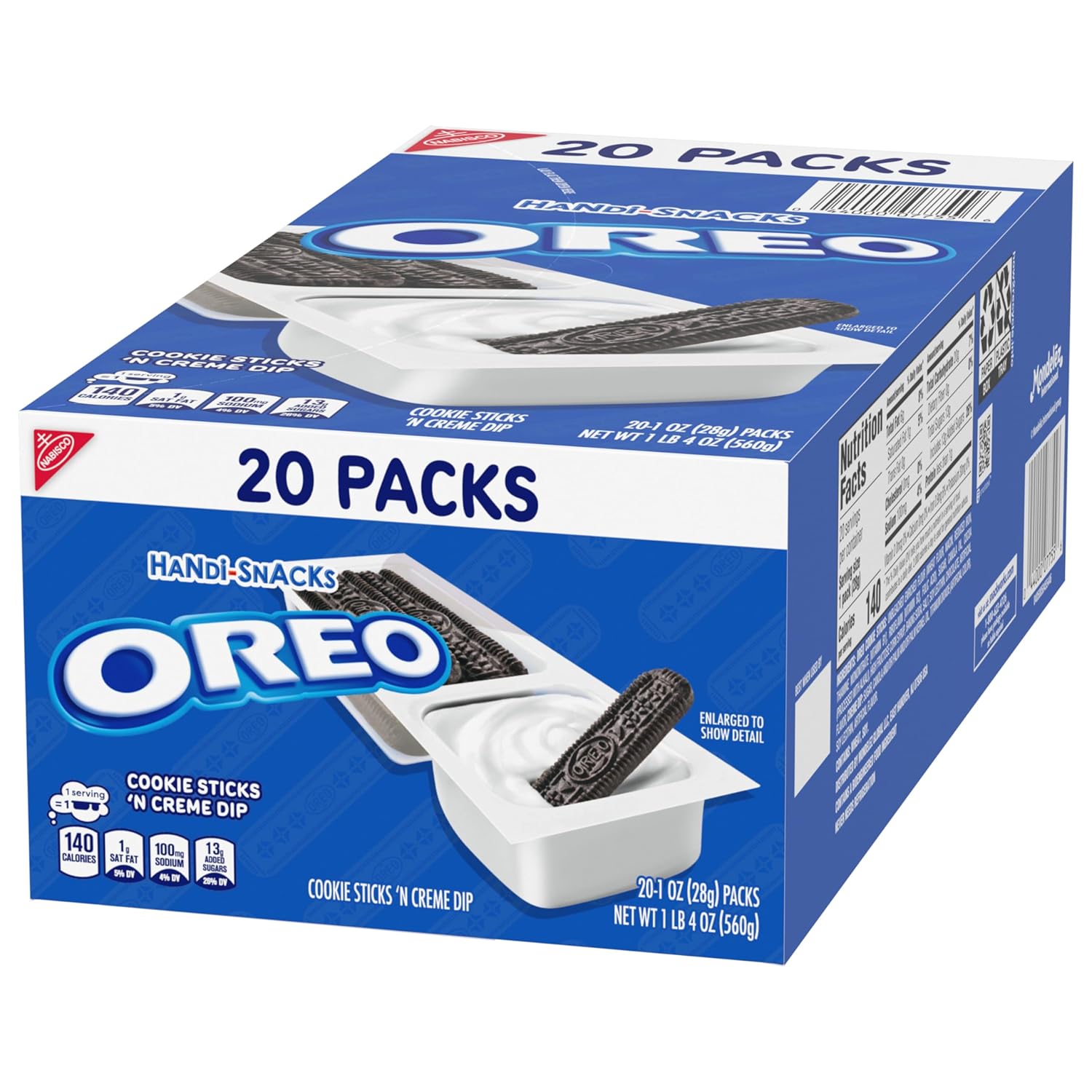 Handi-Snacks OREO Cookie Sticks with Creme Dip for Cubicle Snacking, Co-Working Spaces, and Team Meeting Refreshments, 20 Pack Bulk