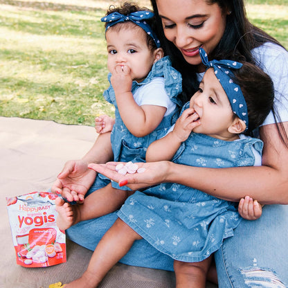Happy Baby Organics Greek Yogis Self-Feeding Snacks for Playroom and Travel, Strawberry Banana, 1 oz Freeze-Dried Pouch