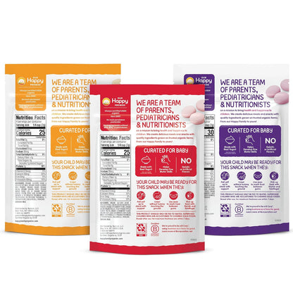 Happy Baby Organics Yogis – Organic Baby Snack Variety Pack for Daycare Lunchbox and Diaper Bag, 1 oz Pouches
