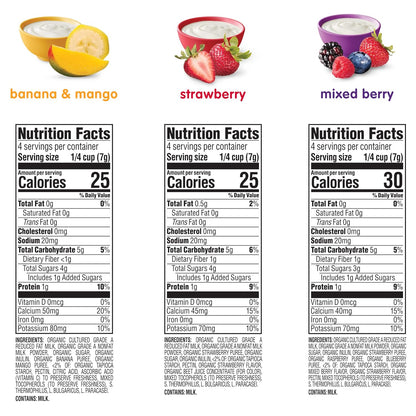 Happy Baby Organics Yogis – Organic Baby Snack Variety Pack for Daycare Lunchbox and Diaper Bag, 1 oz Pouches
