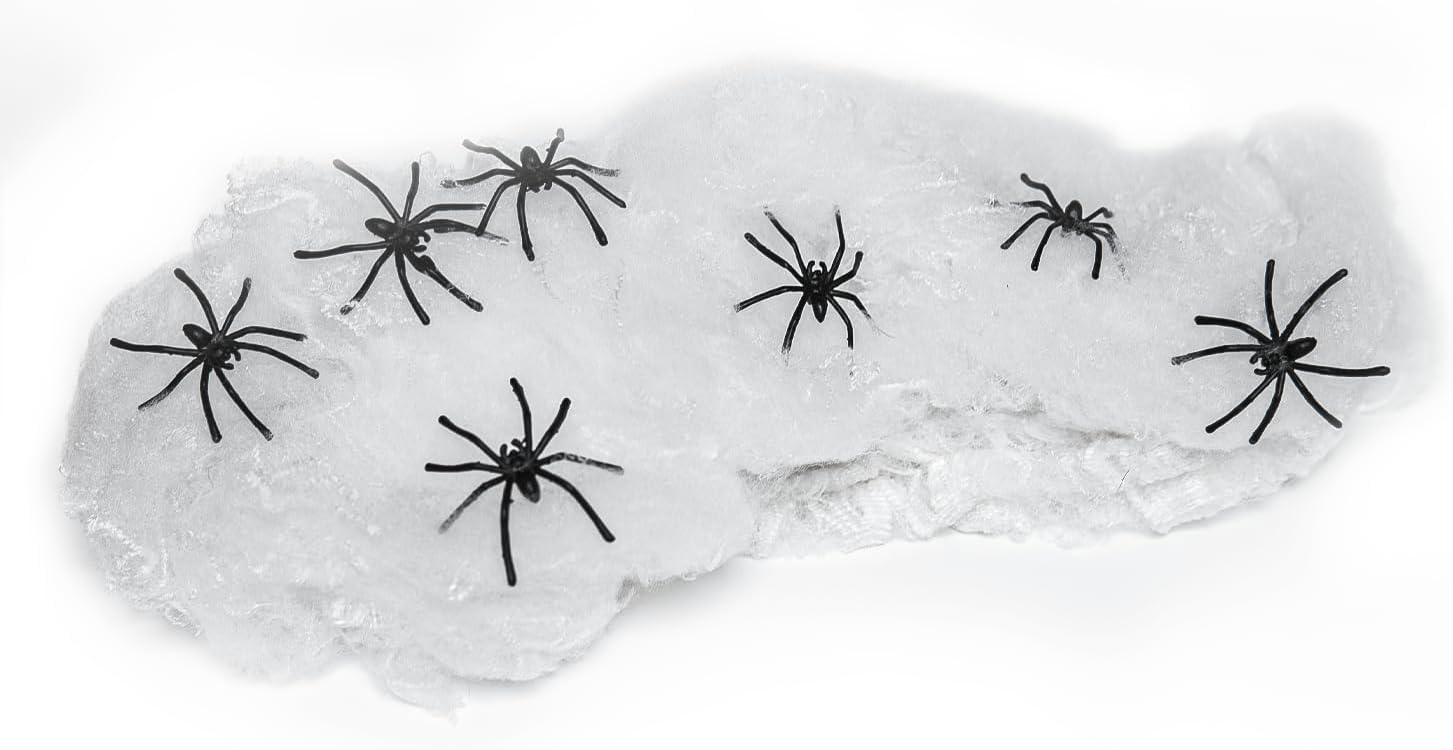 Happy Hippo Spider Web Decor – Garage Door and Porch Column Wrap, Synthetic Webbing Built for Open-Air Halloween Nights