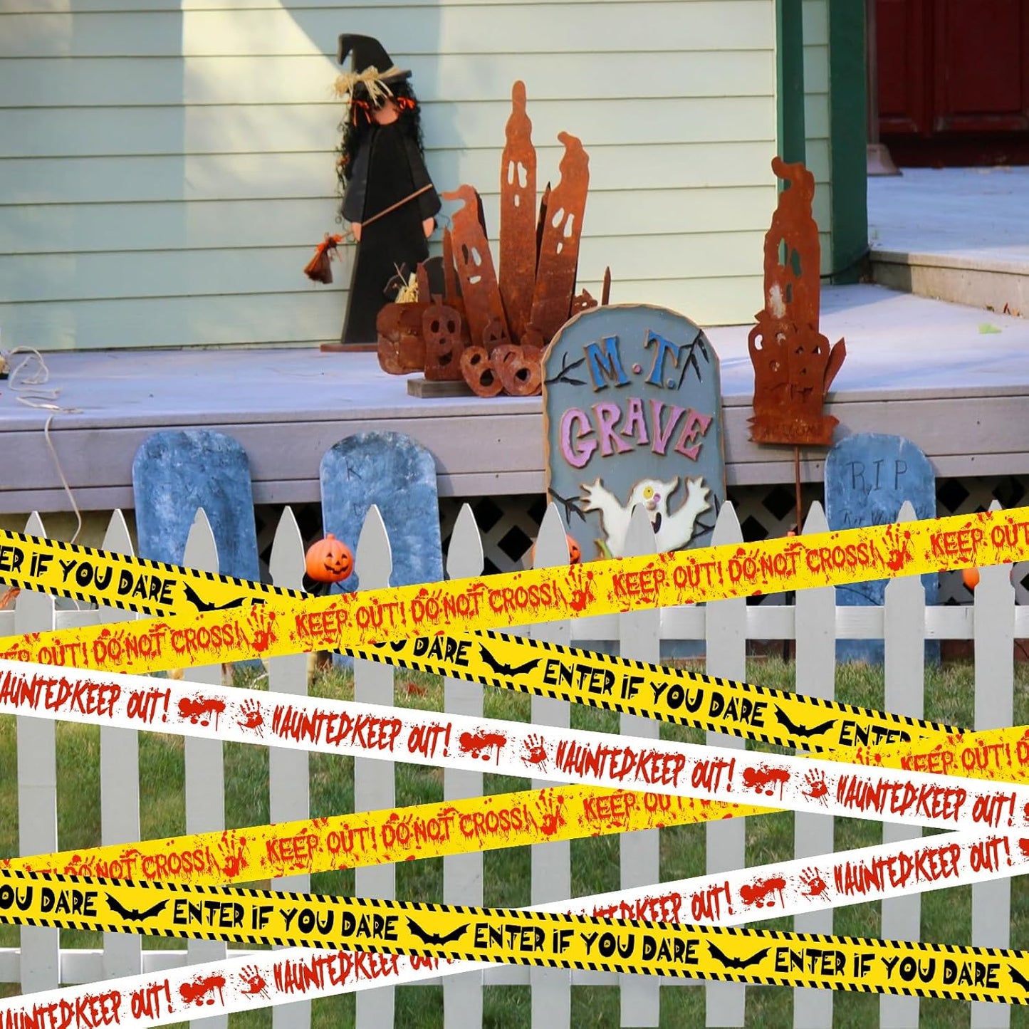 HauntHouse Halloween Barrier Tape – Pet and Kid Friendly Non-Toxic Caution Decoration for Events