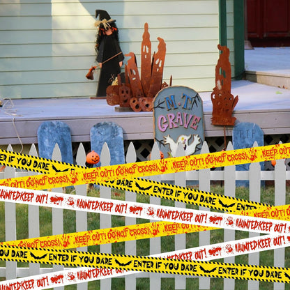 HauntHouse Halloween Barrier Tape – Pet and Kid Friendly Non-Toxic Caution Decoration for Events