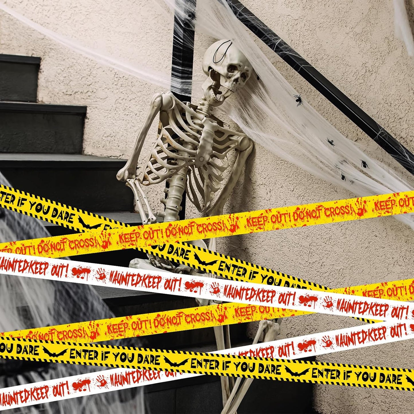 HauntHouse Halloween Barrier Tape – Pet and Kid Friendly Non-Toxic Caution Decoration for Events