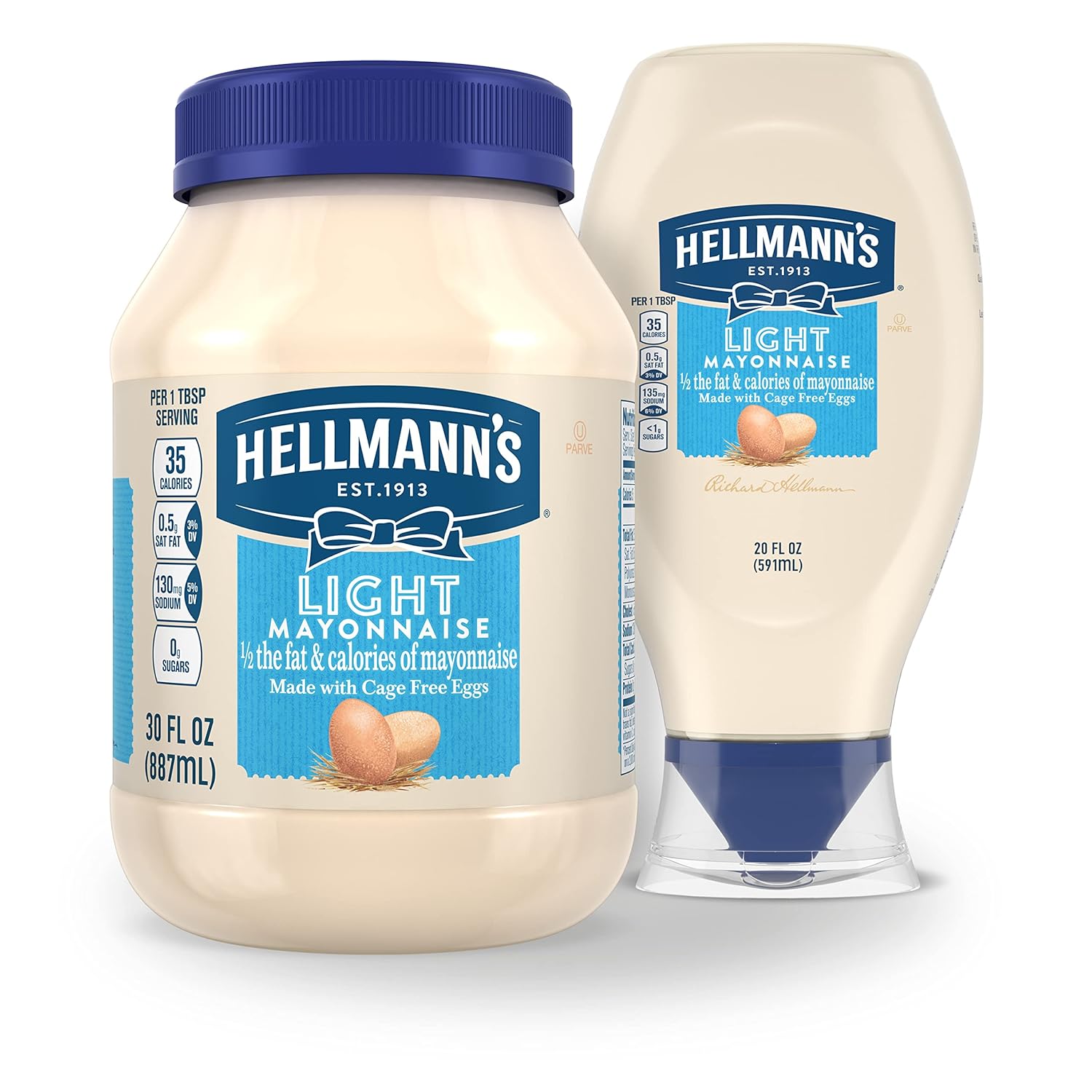 Hellmann's Light Mayonnaise 30 oz – Lower-Fat Family Mayo for Meal Prep Counters and Wellness Routines