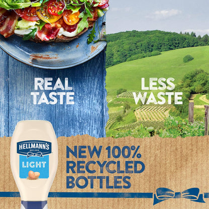 Hellmann's Light Mayonnaise Squeeze Bottle – Diet-Friendly Mayo for Clean Label Meal Prep and Calorie Counting Routines