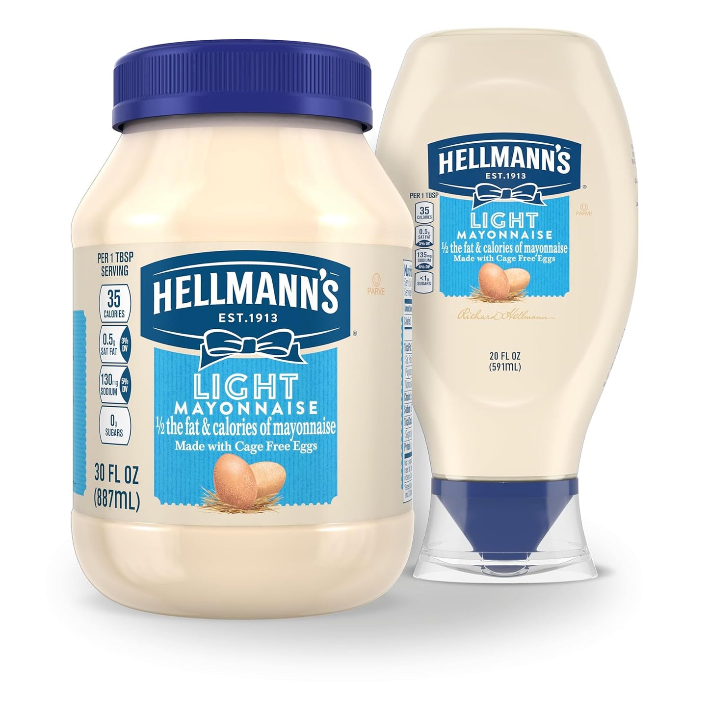 Hellmann's Light Mayonnaise Squeeze Bottle – Diet-Friendly Mayo for Clean Label Meal Prep and Calorie Counting Routines