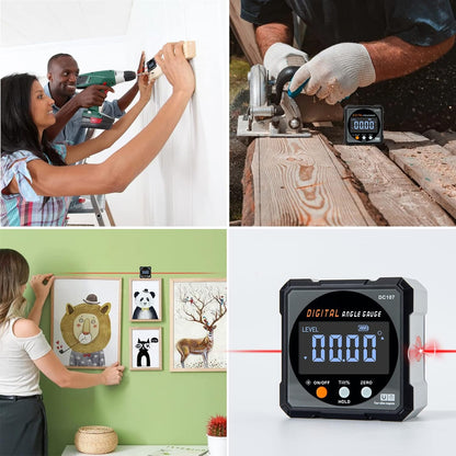 HERRMILL Electronic Angle Gauge with Laser - Valentines Day Gift for Him Who Loves Tools, Compact Miter Protractor for Woodworking