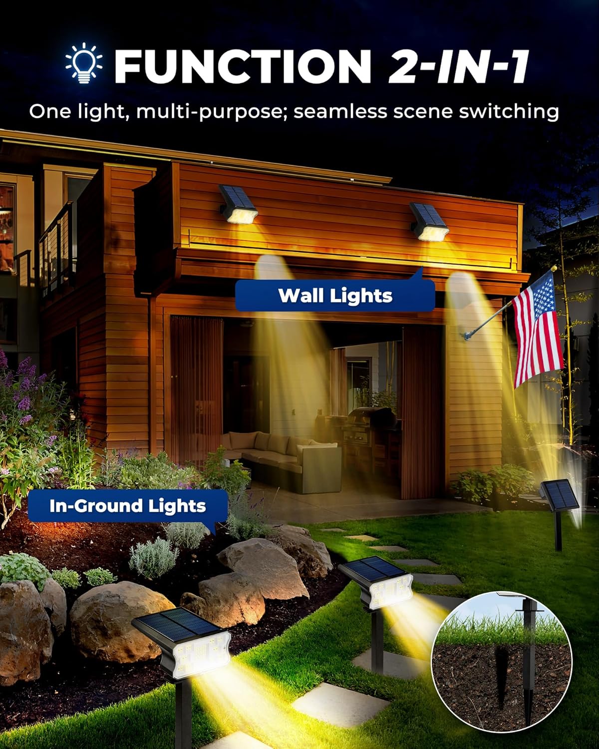 HGGH Solar Lights Outdoor – Smart Light Sensor Security Lights for Yard, Garden Path, and Sidewalk Safety