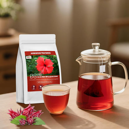 Hibiscus Tea Bags – Nightly Meditation Drink for Blood Pressure Wellness, Organic Floral Herbal Blend