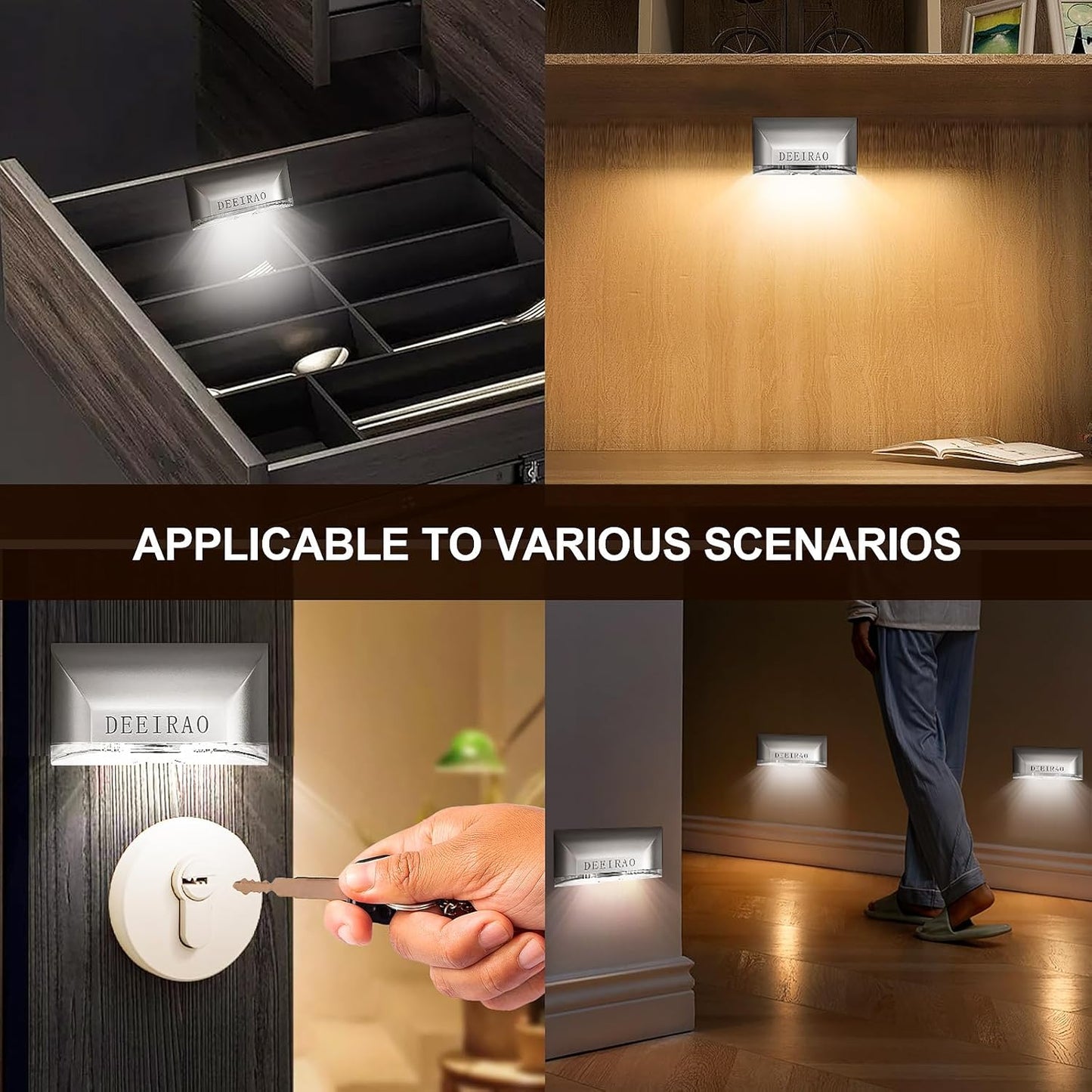 Home Keyhole Infrared PIR Wireless Auto Sensor Motion Detector LED Light Lamp – Auto Shutoff Motion Sensor Light for Childproof Nursery and Closet