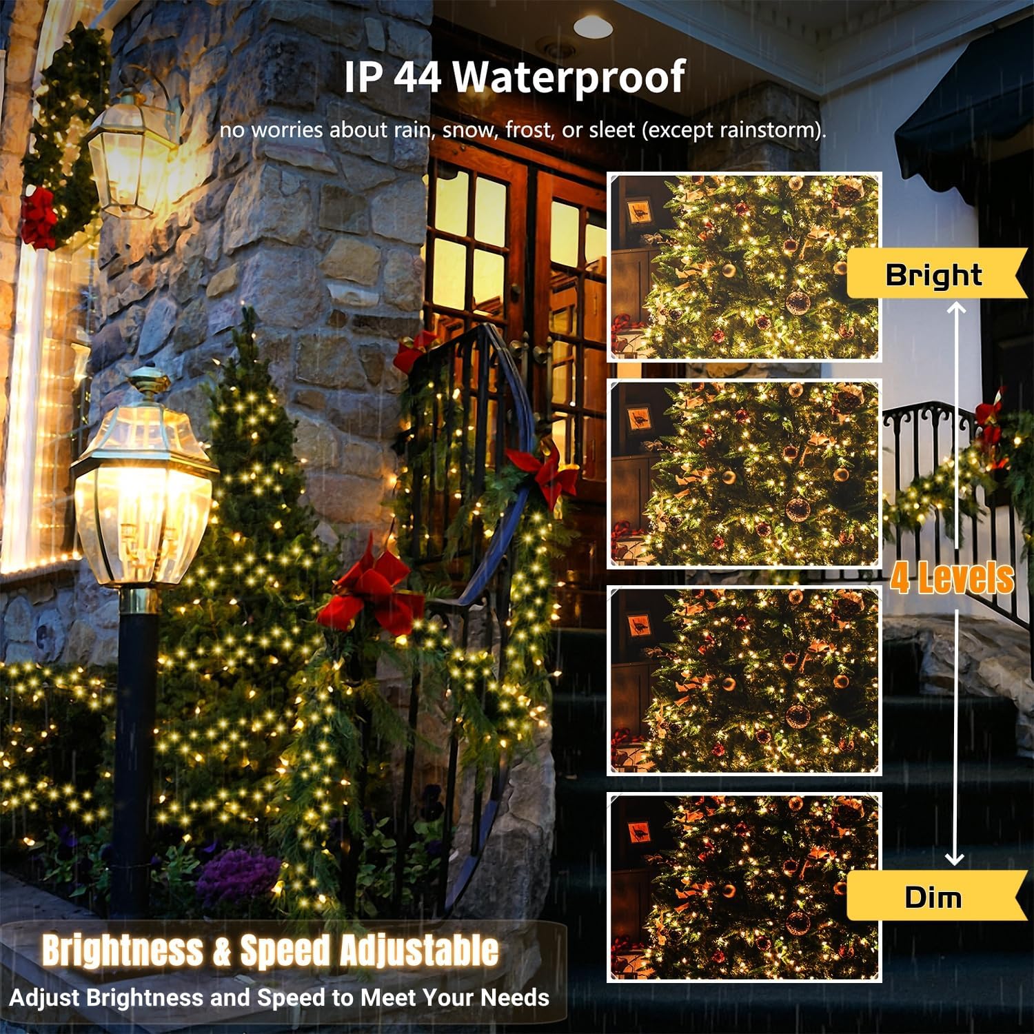 HOME LIGHTING 66ft Green Wire String Lights – July 4th Patio Lights, Red White Blue RGB with Remote and Timer