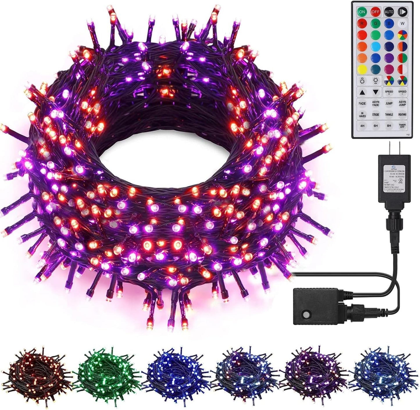 HOME LIGHTING 66ft Green Wire String Lights – July 4th Patio Lights, Red White Blue RGB with Remote and Timer