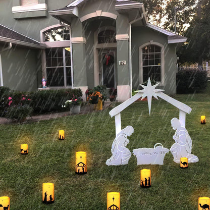 Homemory Nativity Pillar Candle Collection - Dining Table Christmas Eve Centerpiece with Flicker Mode, 5 Pack Battery