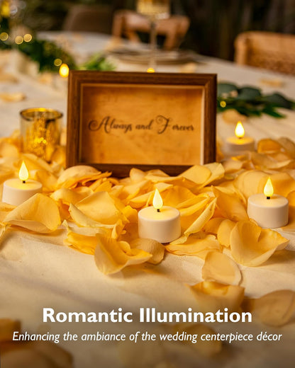 Homemory Rechargeable Tealights for Dining Room Centerpieces, Smokeless 3D Flame Design