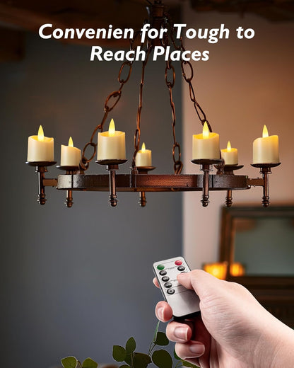 Homemory Remote Control Votive Candles Set of 12 – Smokeless Battery Tea Lights for Safe Holiday Greenery, Mantel and Christmas Display Decorating