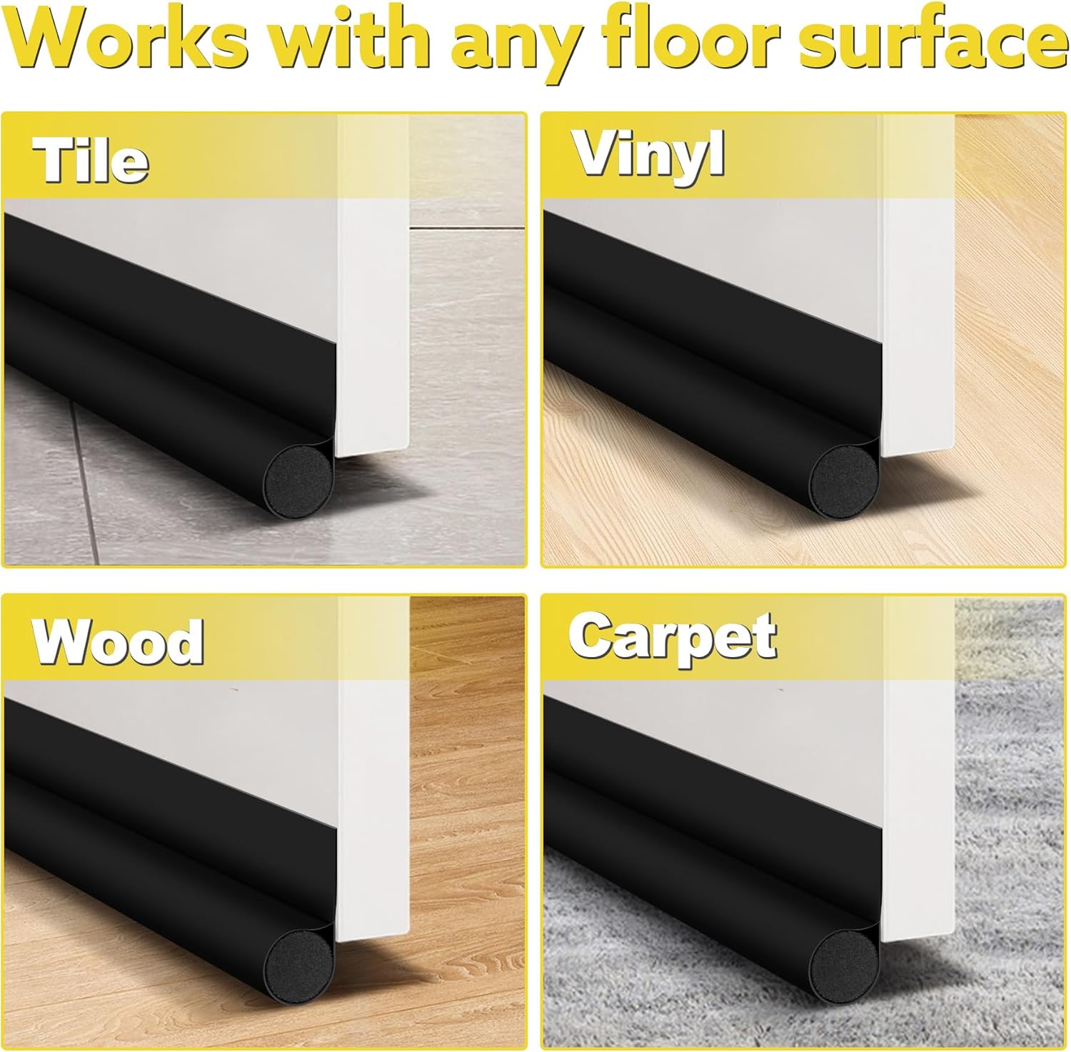 HomeProtect Minimalist Door Bottom Seal in Black or White – Neutral Draft Blocker for Uncluttered Interiors