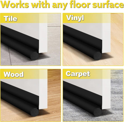 HomeProtect Minimalist Door Bottom Seal in Black or White – Neutral Draft Blocker for Uncluttered Interiors