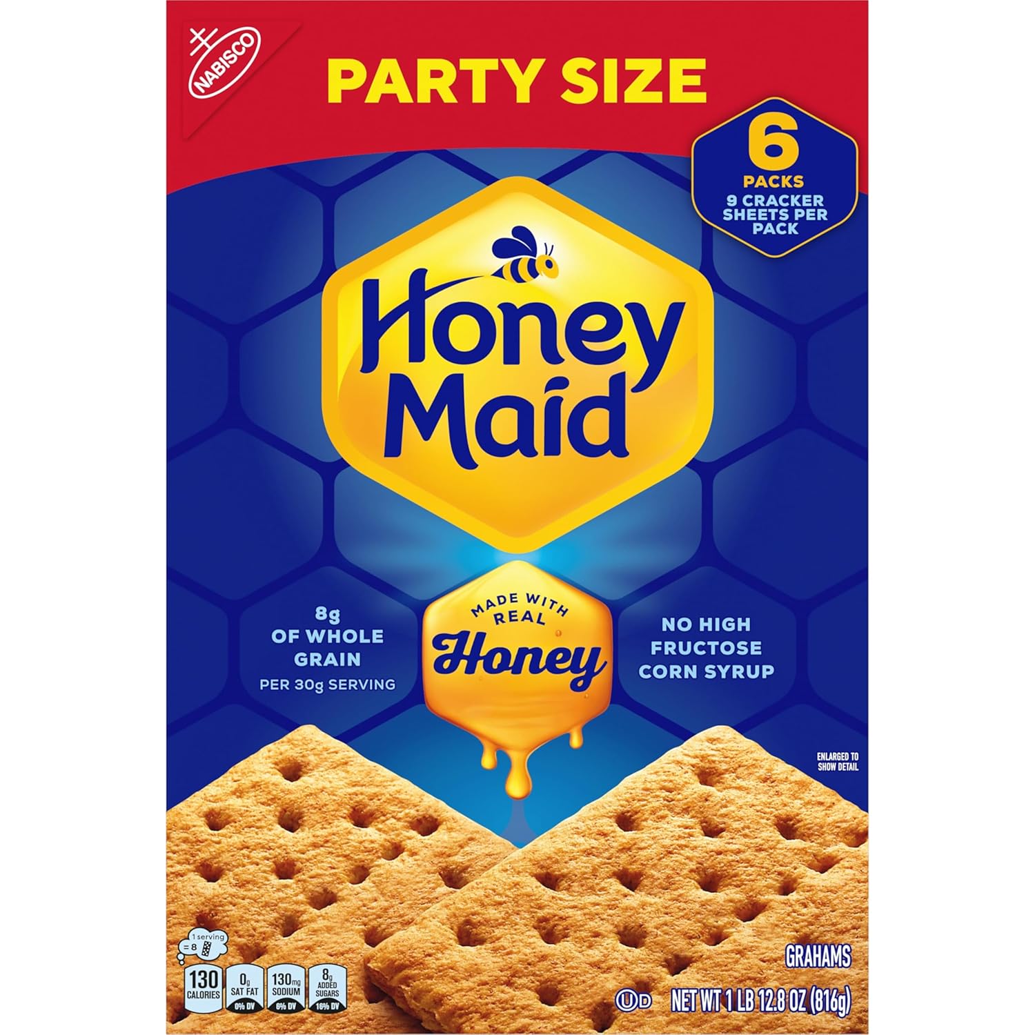 HONEY MAID Graham Crackers – Kid Approved Lunchbox Stacker, Whole Grain Squares