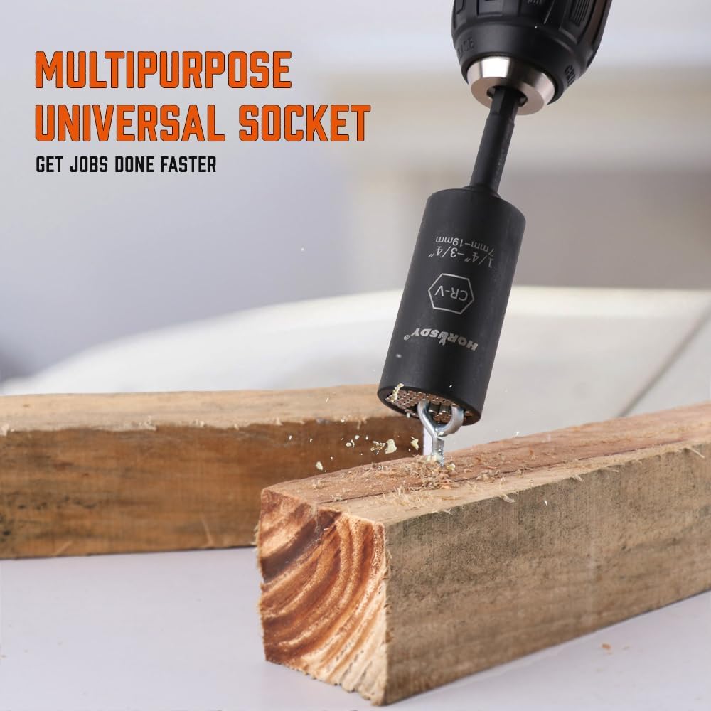 HORUSDY Heavy-Duty Magnetic Wrist Organizer Plus Universal Socket – Rugged Combo for Construction Sites, Open-Air Renovations, and Field Jobs