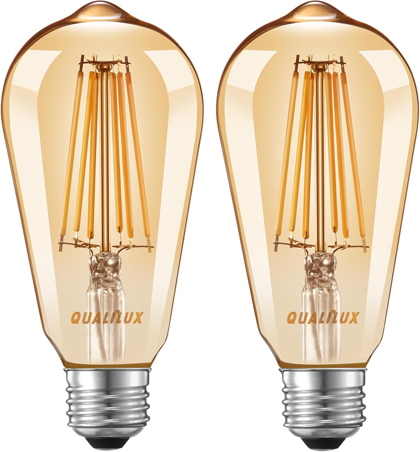 HQ-H027 Quiet-Design Edison LED Bulb for Intentional Home Lighting, Neutral Amber Tone, E26 ST19