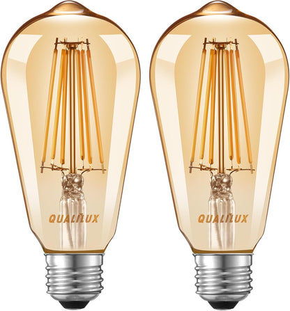 HQ-H027 Quiet-Design Edison LED Bulb for Intentional Home Lighting, Neutral Amber Tone, E26 ST19