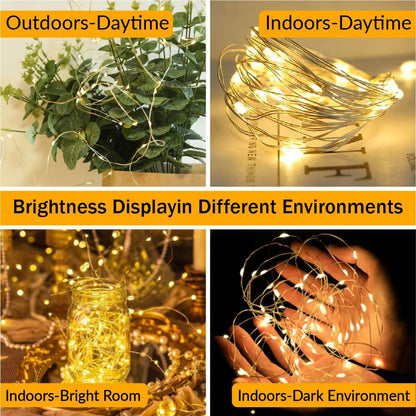 HXWEIYE Starry String Lights Battery Powered – Balcony Railing and Tent Lighting with 8 Lighting Modes