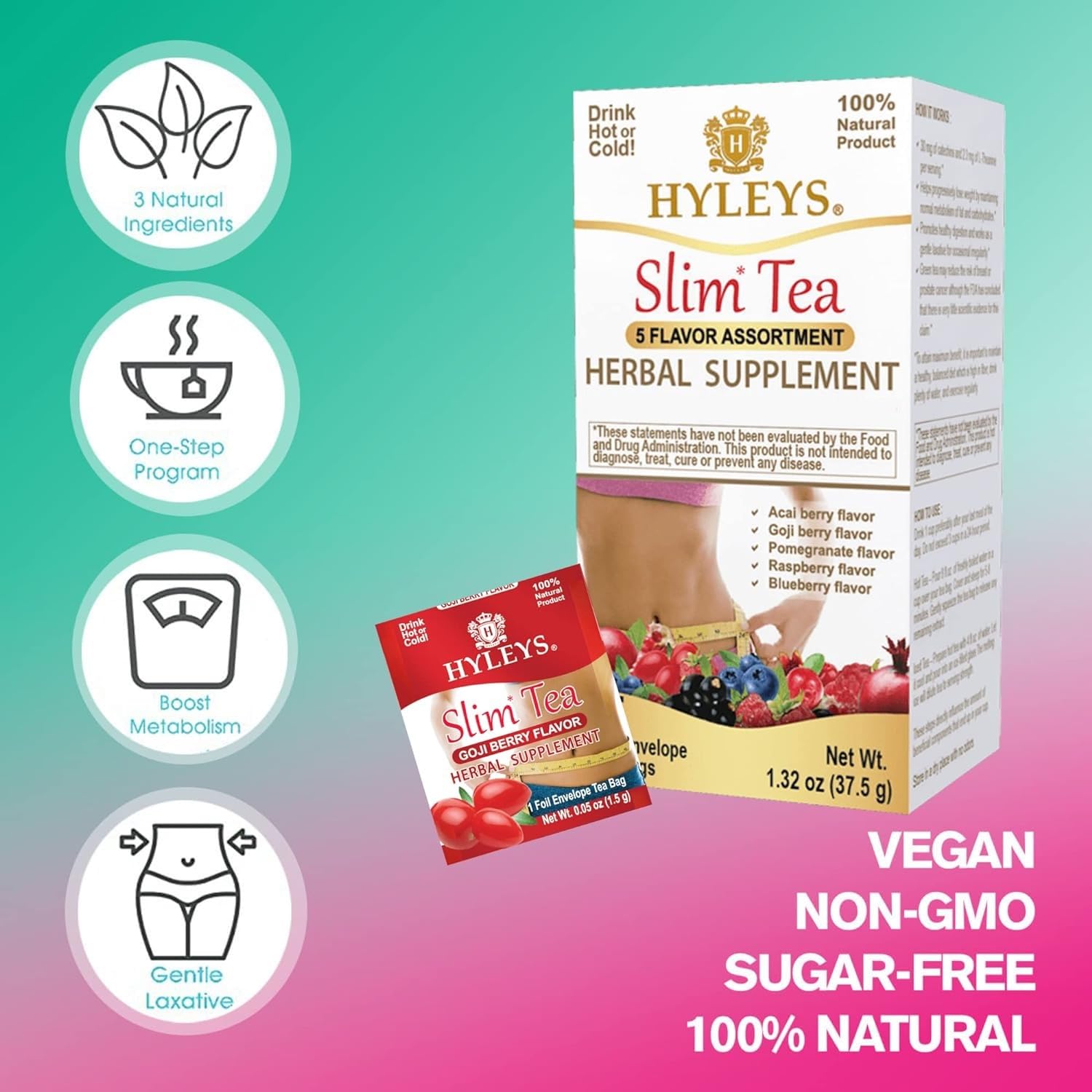Hyleys Slim Tea 5 Flavor Assortment – Soothing Overnight Digestion Tea for Women Wanting a Gentle Bedtime Wellness Habit
