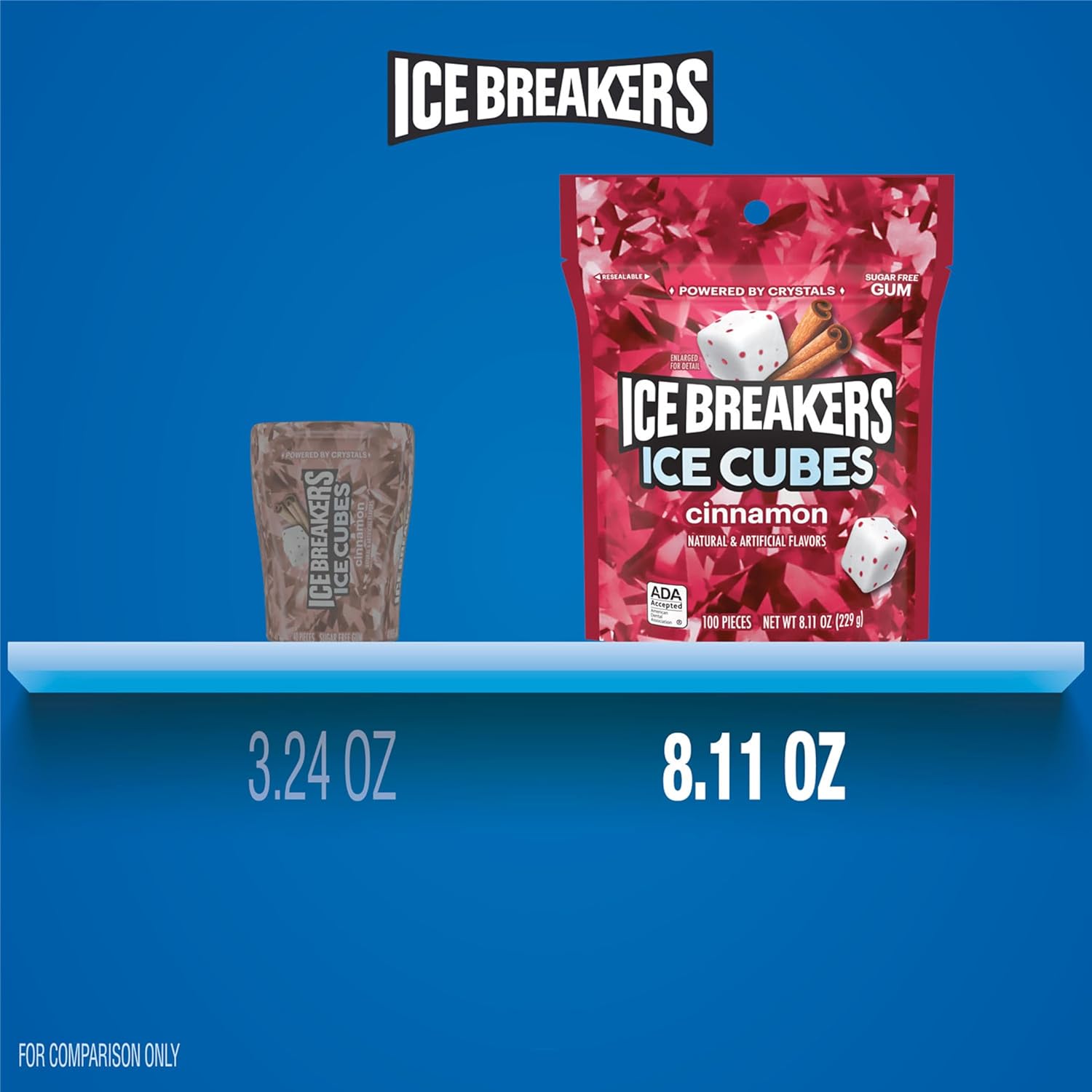 ICE BREAKERS Ice Cubes Cinnamon Sugar Free Chewing Gum Pouch – ADA-Accepted Oral Care Companion Between Brushings for Holistic Health Habits