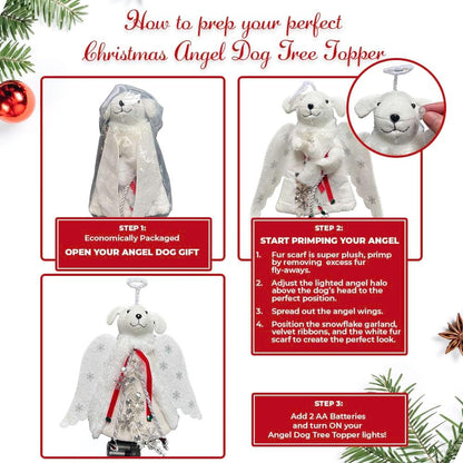 iHeartDogs Dog Angel Ornament Topper – Charity Gift That Feeds 30 Shelter Dogs, Perfect for the Pet Lover on Your List