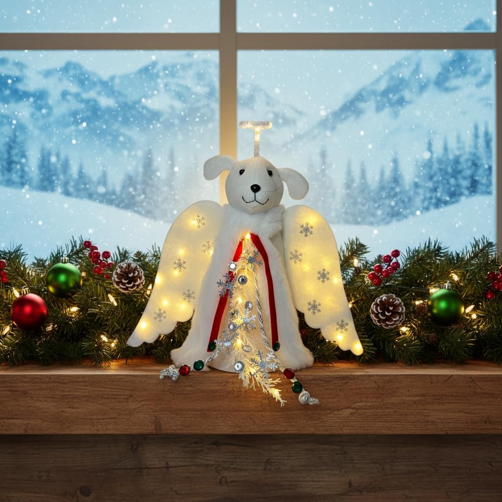iHeartDogs Dog Angel Ornament Topper – Charity Gift That Feeds 30 Shelter Dogs, Perfect for the Pet Lover on Your List