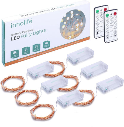 innolife Copper Wire Fairy Lights 6 Pack – Weatherproof String Lights for Pergola, Tent and Patio Decor