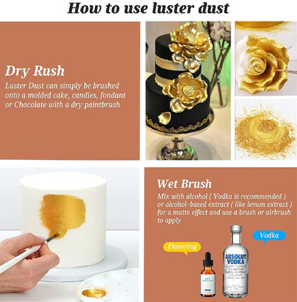 INOCERIS Luster Dust Collection – Holiday Gift for Pastry Chefs and Cocktail Lovers, Premium Edible Shimmer Powder