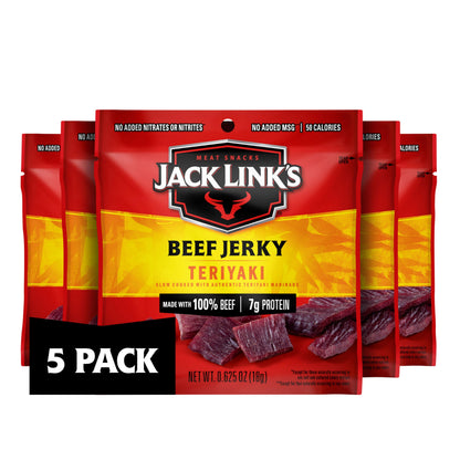Jack Link's Beef Jerky Variety Pack - Original and Teriyaki - Vending Machine Alternative for Focused Workdays and Long Meetings, 9 Count