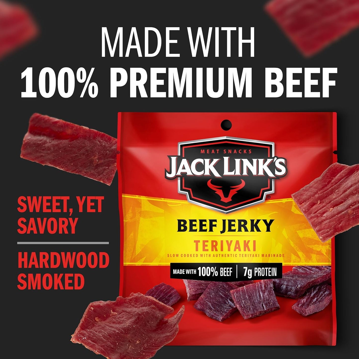 Jack Link's Beef Jerky Variety Pack - Original and Teriyaki - Vending Machine Alternative for Focused Workdays and Long Meetings, 9 Count
