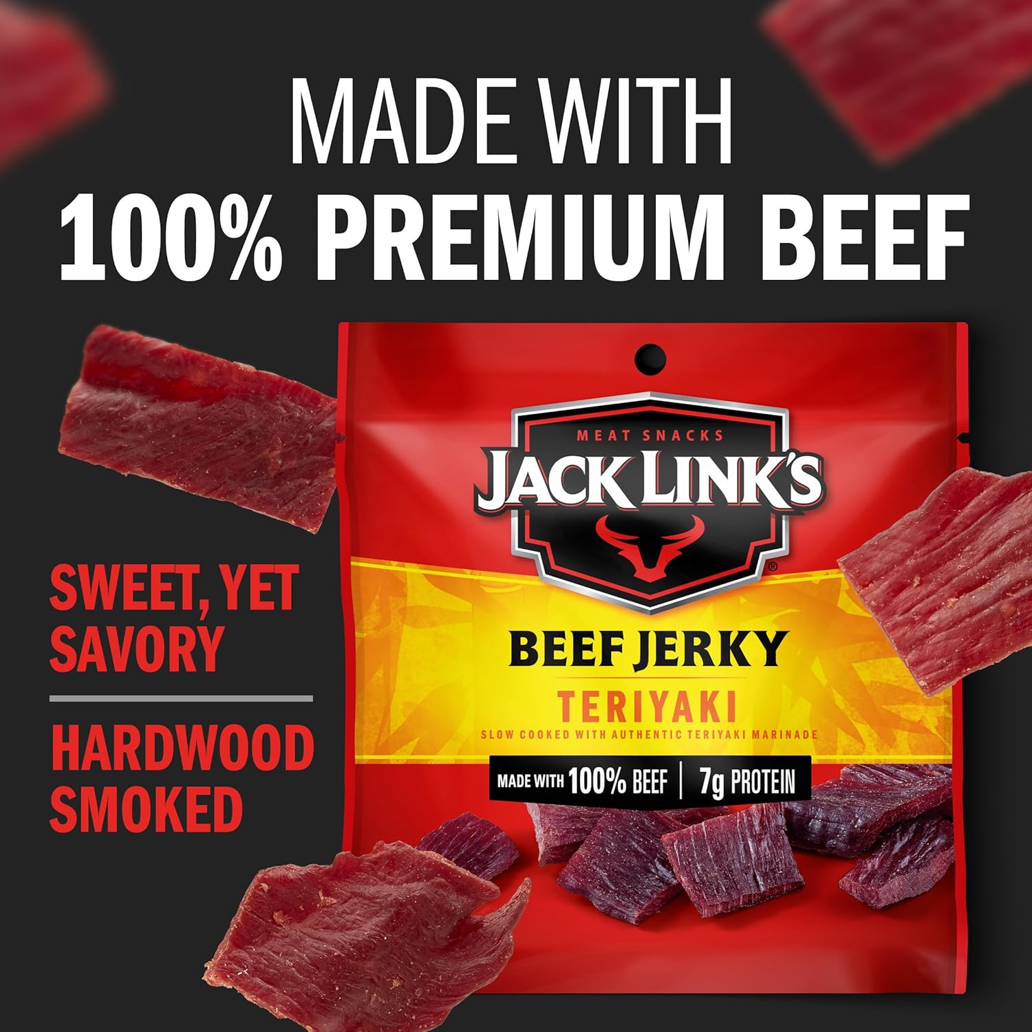 Jack Link's Beef Jerky Variety Pack - Original and Teriyaki - Vending Machine Alternative for Focused Workdays and Long Meetings, 9 Count