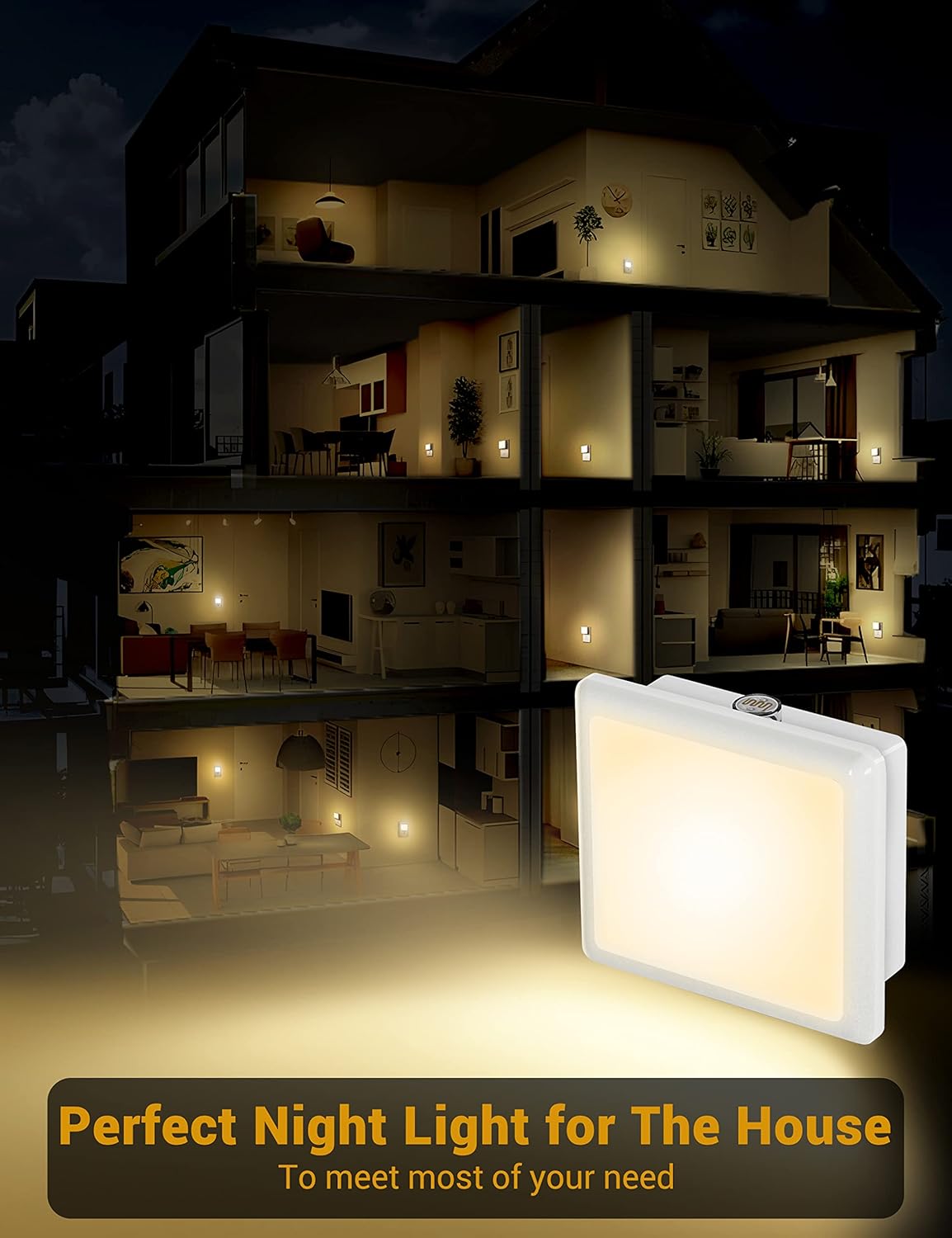 JandCase LED Night Light 3.9 Inch – Streamlined Plug-in Design That Keeps the Second Outlet Free in Minimalist Homes