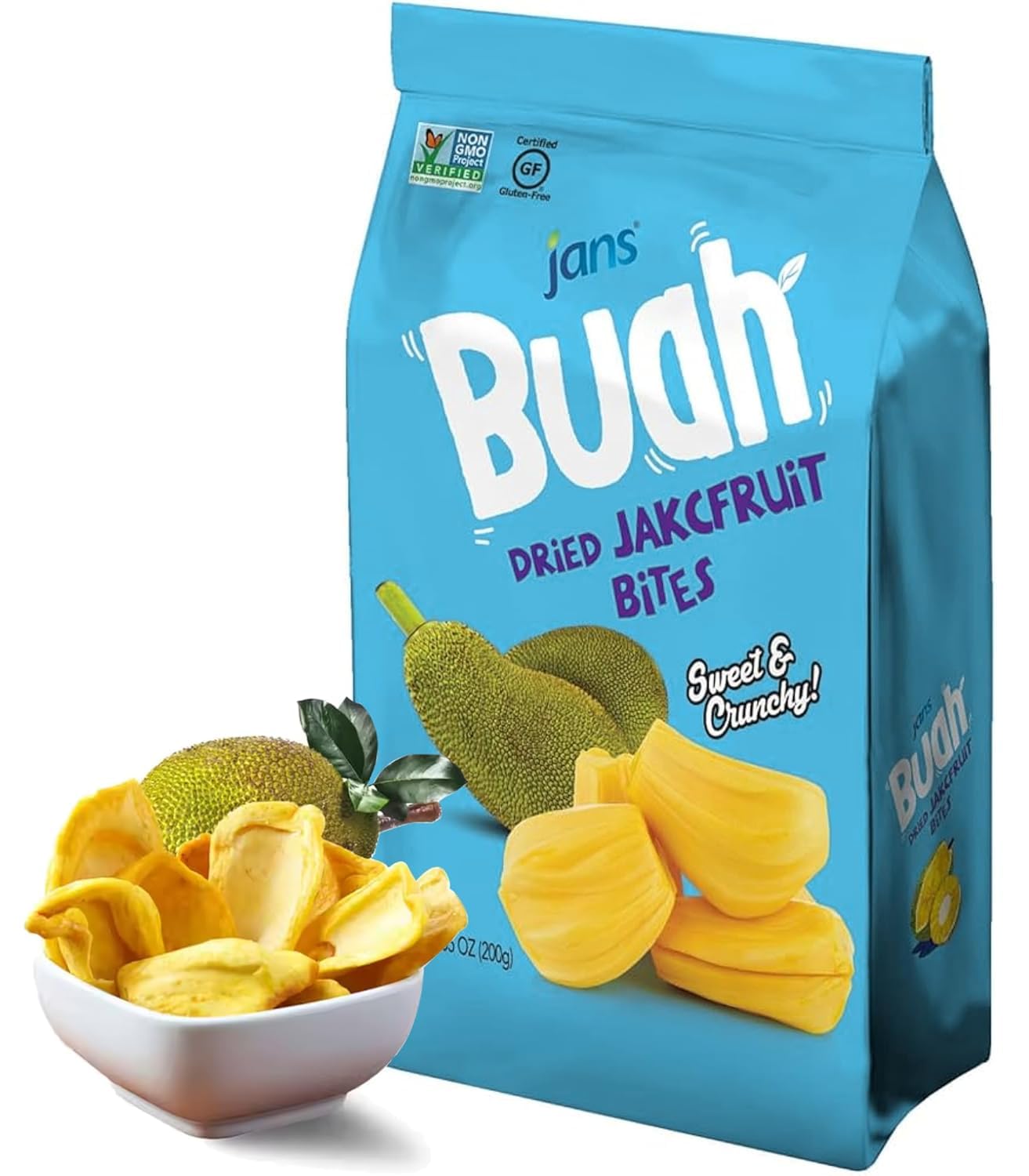 Jans Buah Dried Jackfruit Chips 7 Oz – Curated Care Package Addition for Birthdays and Holidays, Naturally Sweet Surprise