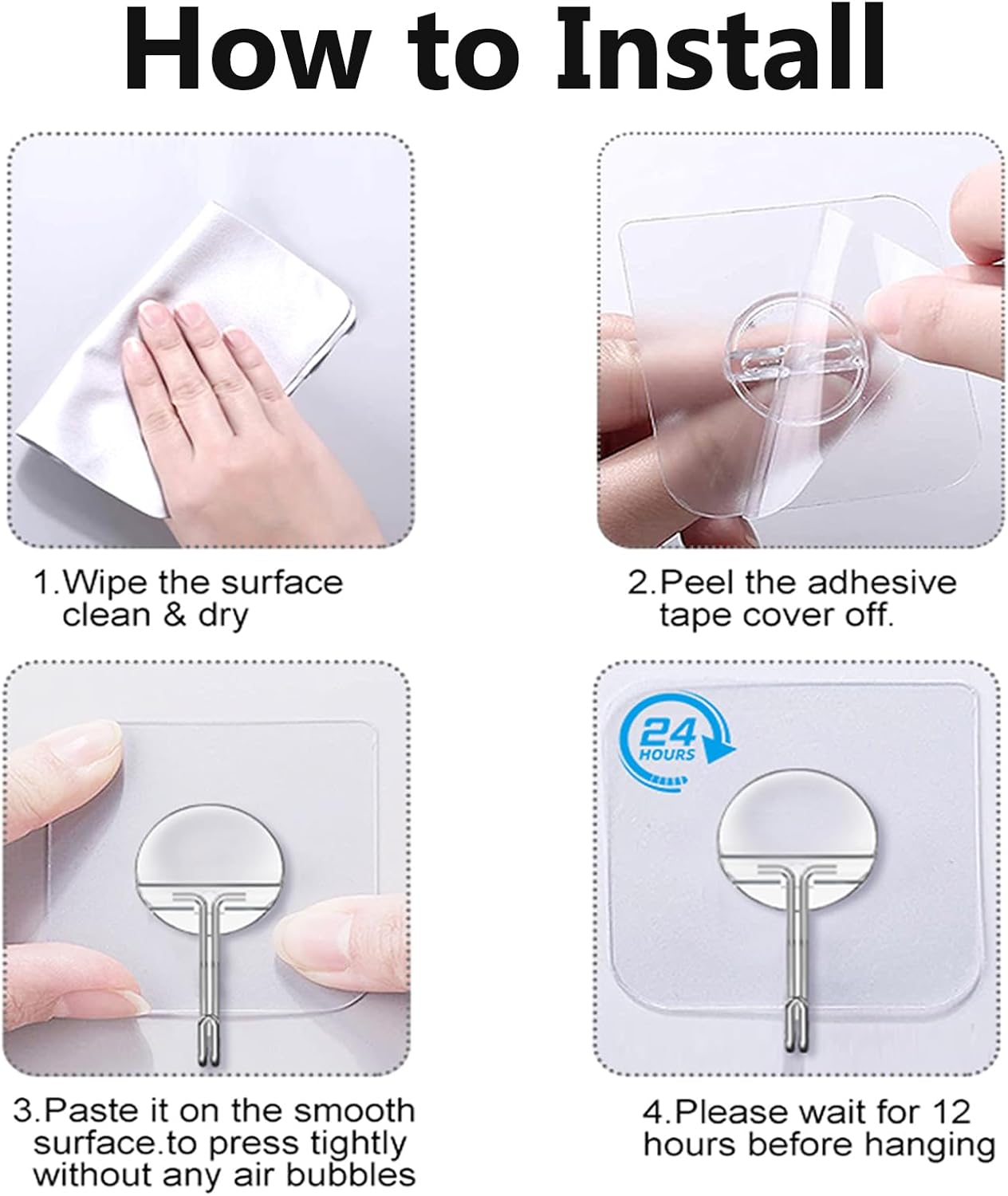 JINSHUNFA Adhesive Wall Hooks – Uncluttered Kitchen Hook for Dish Towels, Heavy Duty