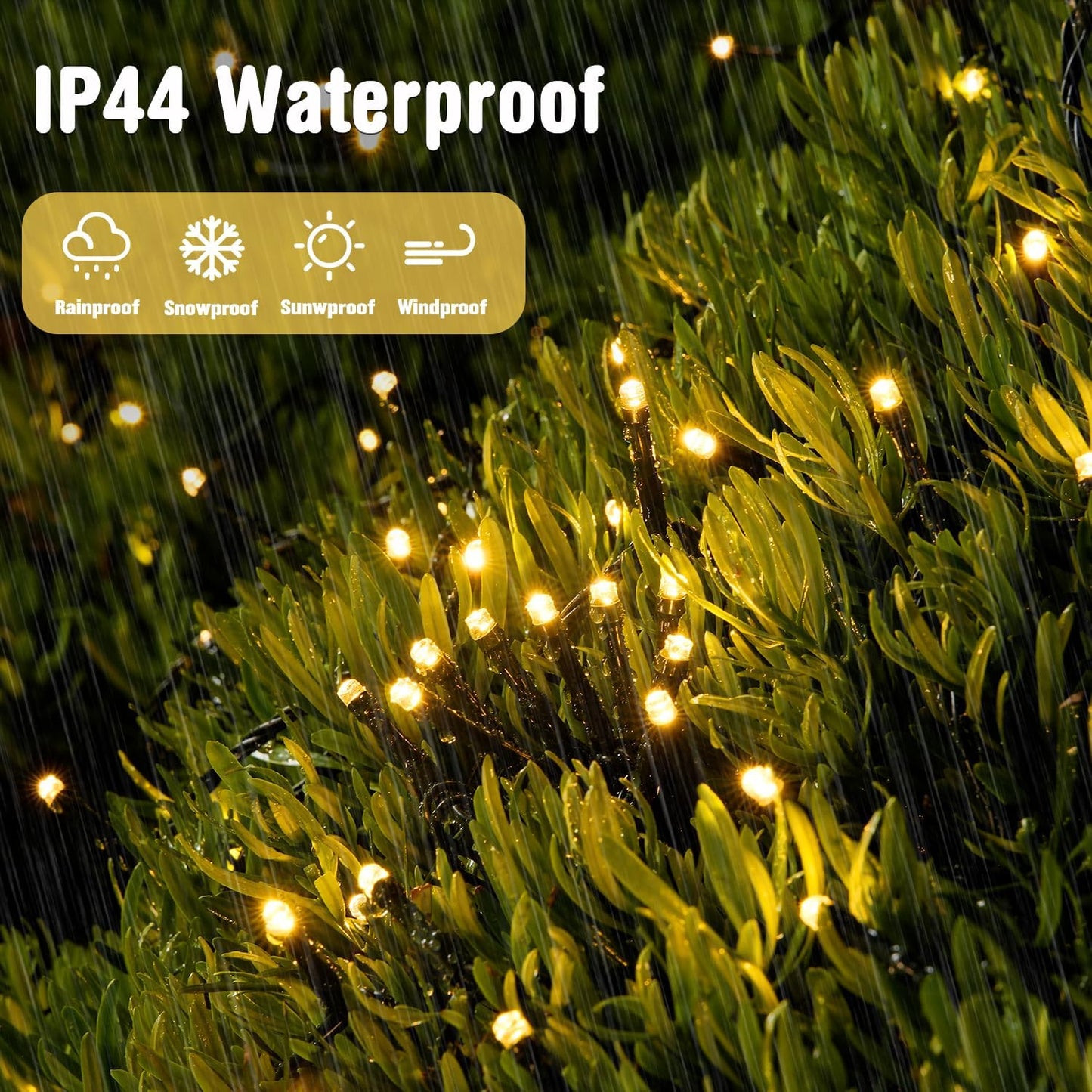 JMEXSUSS 200 LED Outdoor String Lights – Backyard and Camping Ambient Lighting, Waterproof Warm White with Timer
