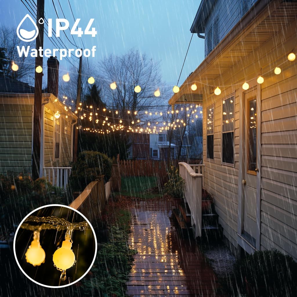 JMEXSUSS 33ft Connectable Globe String Lights Outdoor – Waterproof Hanging Lights for Patio Party Setup, Backyard and Garden Event Decor