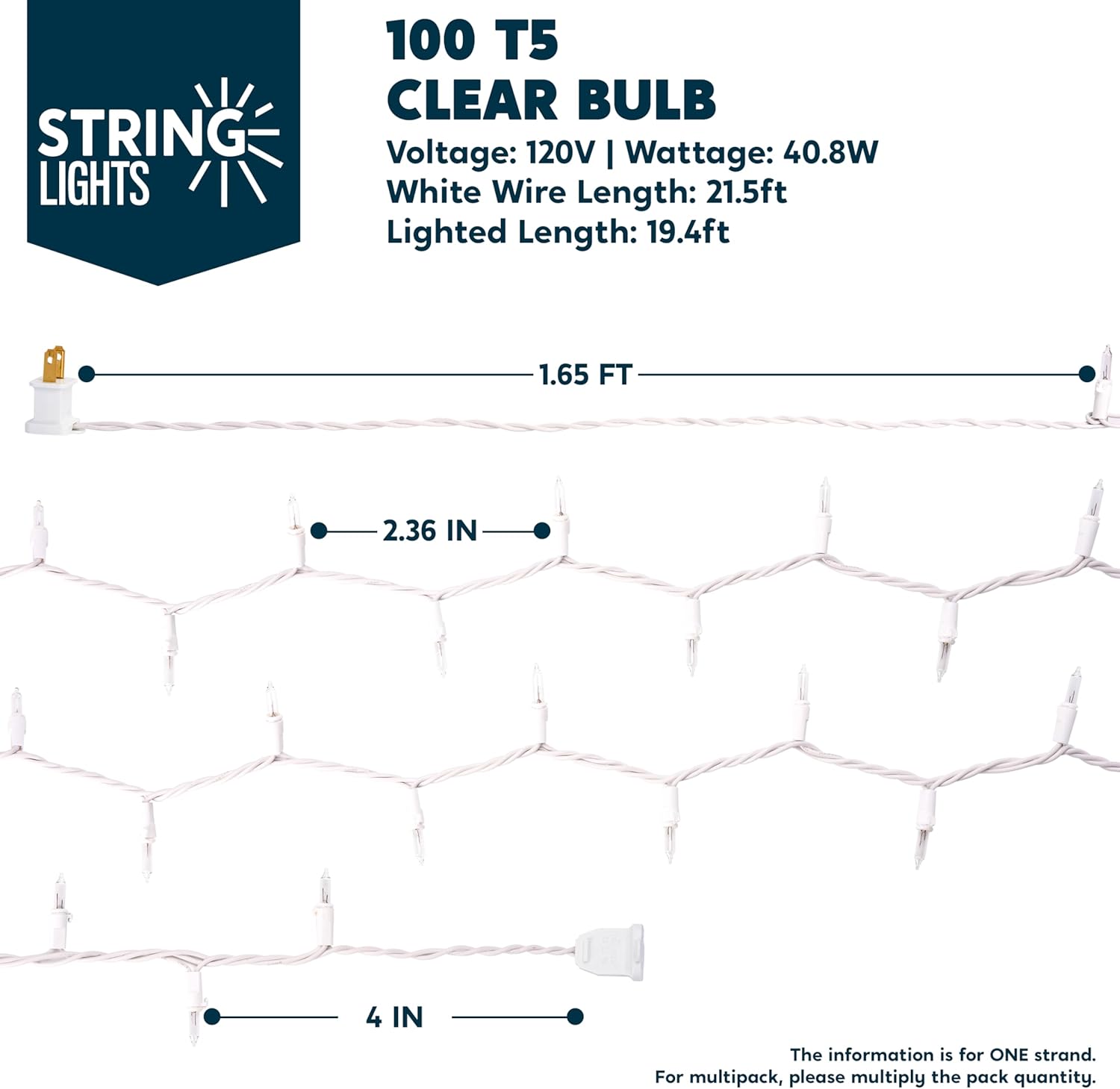 JOIEDOMI 21.4FT String Lights – Holiday Gift for Mom, Wife, and Roommates, 100-Bulb Decorative Lighting for Dorm and Apartment