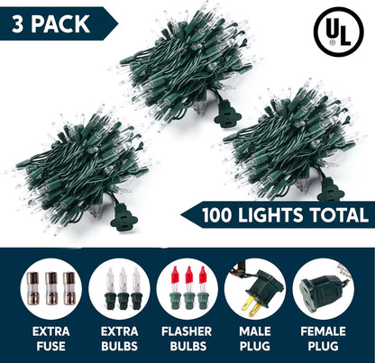 Joiedomi Christmas Lights Housewarming Gift – 3-Set 300 Mini Bulb Value Pack Covering Tree, Garland, and Wreath in One Box, Warm White Glow