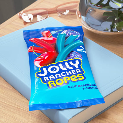 JOLLY RANCHER Ropes Blue Raspberry and Cherry Flavored Candy for Kids Birthdays, 6 oz Shareable Chewy Bag