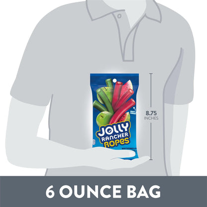 JOLLY RANCHER Ropes Two-Flavor Chewy Rope Candy for Kids Party Favor Bags, Halloween Treats, and Pantry Stocking, 6 oz