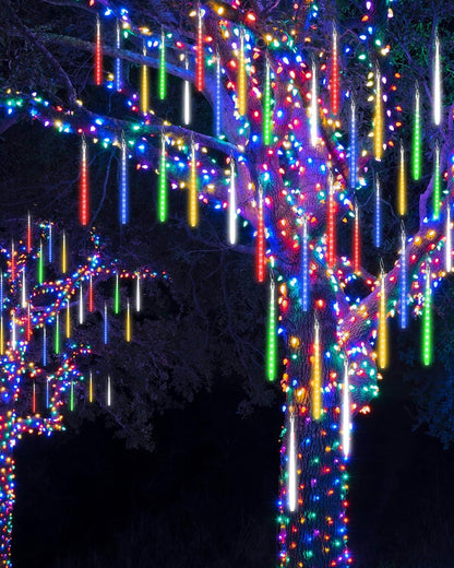 Joomer Cascading Icicle Lights – Outdoor Holiday Display for Driveway, Front Yard & Landscape, 360-Degree LED Tubes