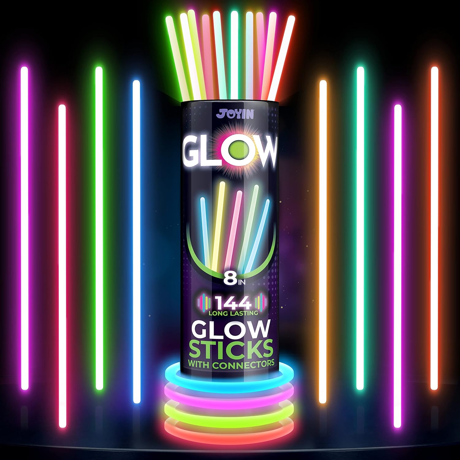 JOYIN CPSIA-Compliant Glowsticks 144 Pack – Fire-Free Glow Sticks for Bedroom Parties, Sleep Environments, and Pet-Safe Celebrations