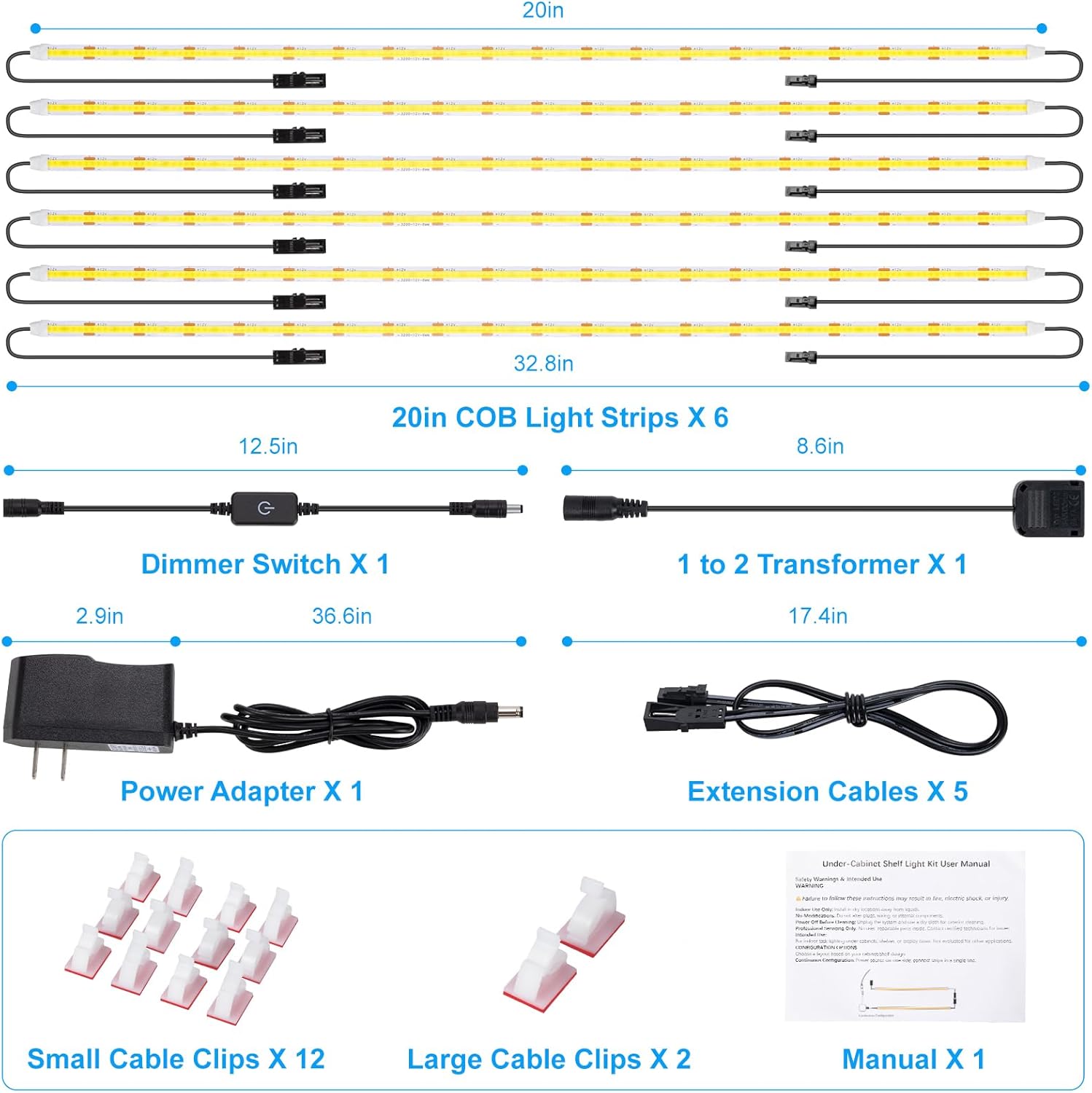 JUSJUBR Dimmable Shelf Lighting for Cozy Atmosphere, COB Strip Lights for Dining Room Hutch and Study Bookshelf
