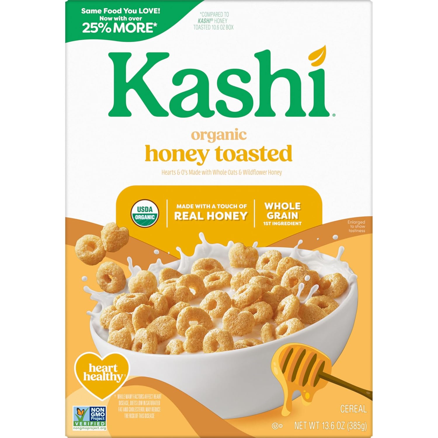 Kashi Honey Toasted Whole Grain Cereal – School Lunchbox Side and After-School Snack for Kids, 13.6oz